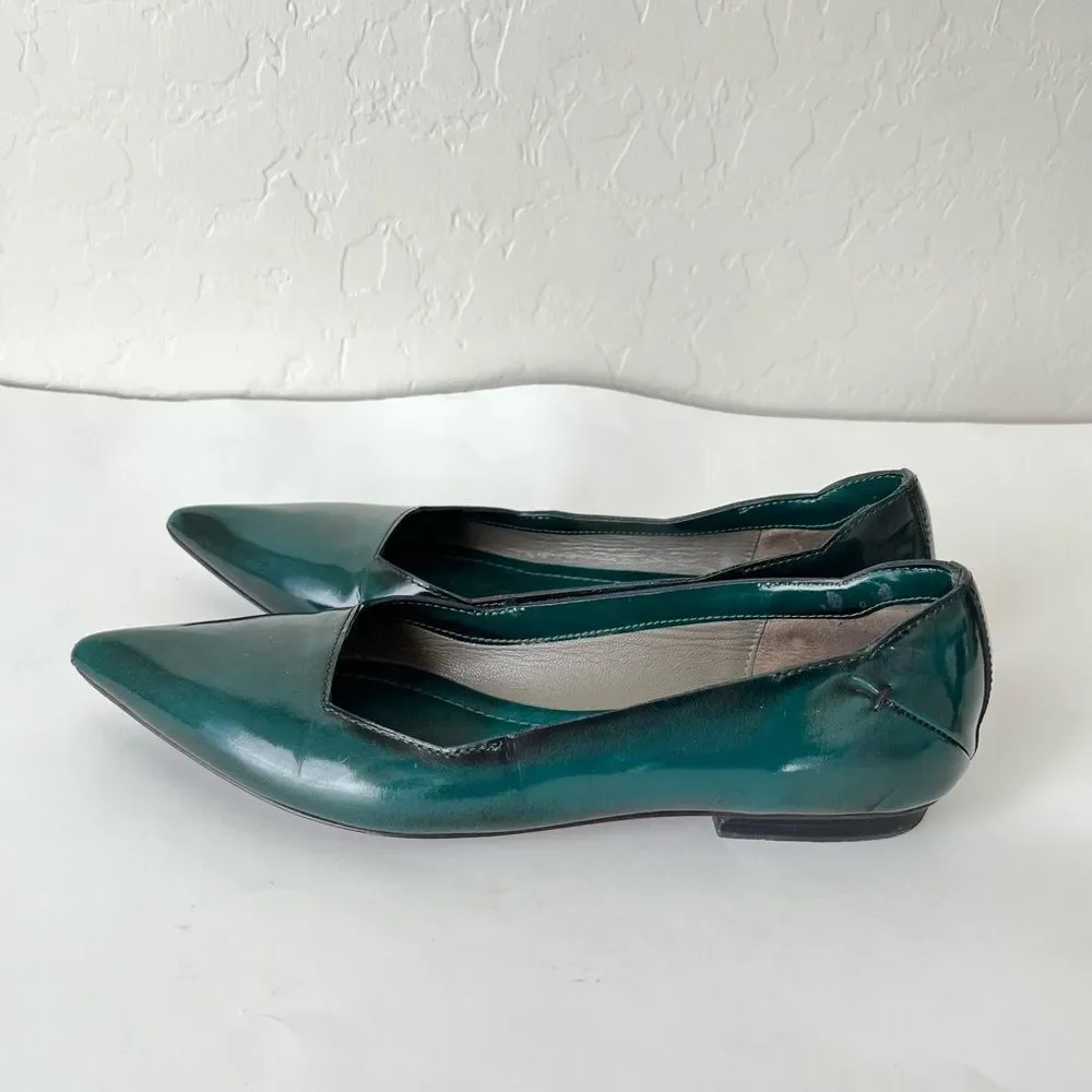 CNC Costume National Teal Pointed-Toe Leather Flats